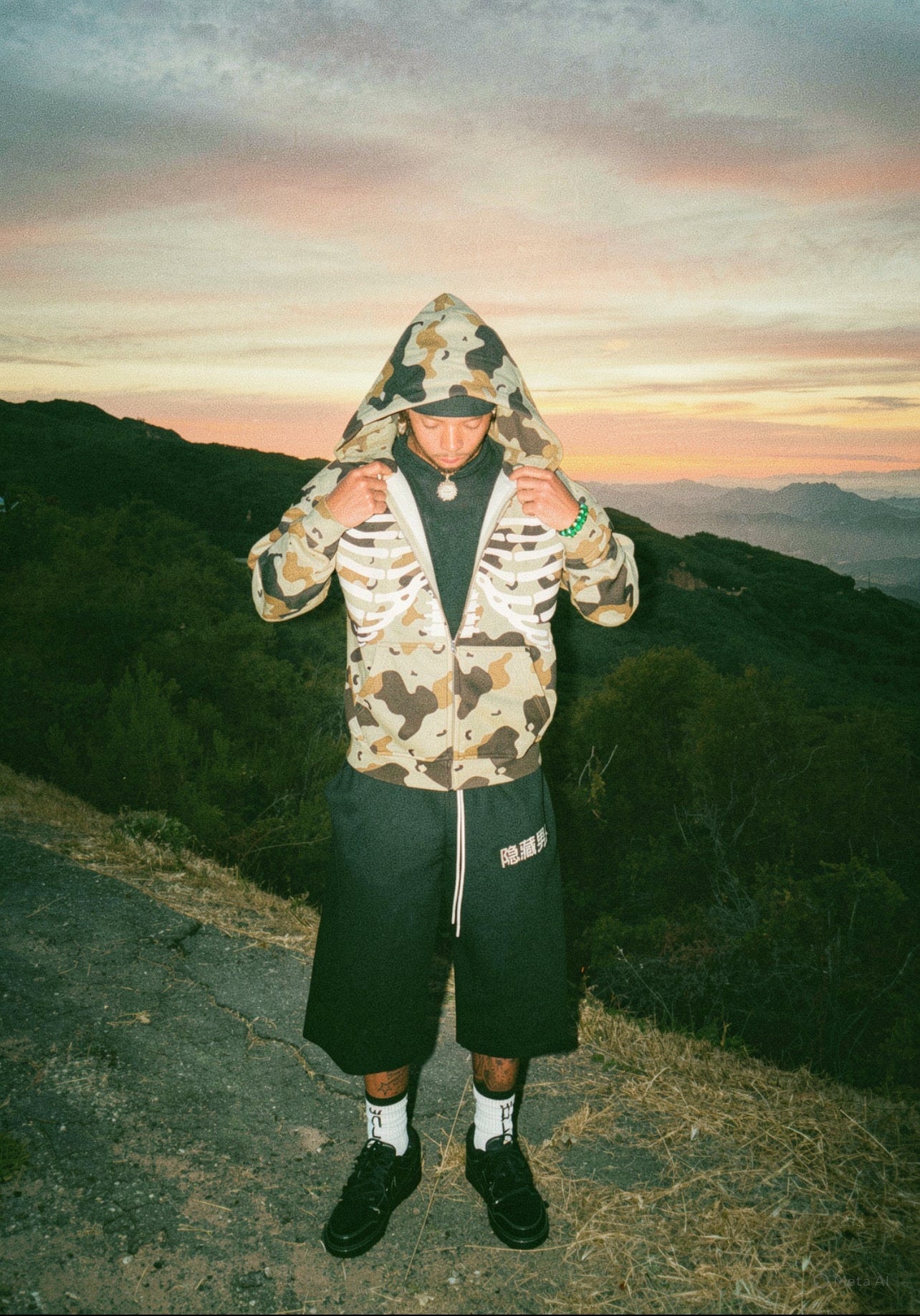 HB Camo Skeleton Zip Up